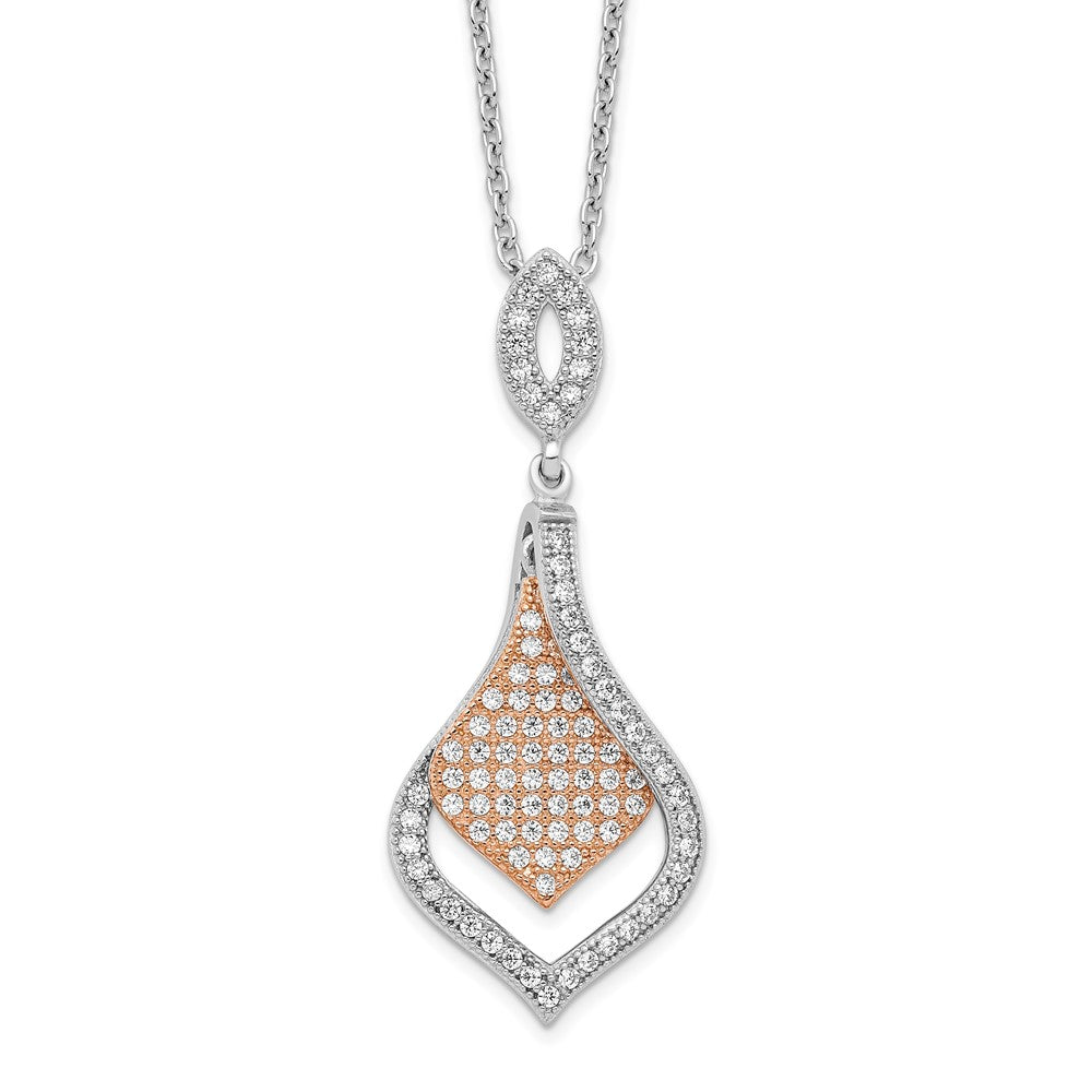 Brilliant Embers Sterling Silver Rose Gold-plated Rhodium-plated 105 Stone Micro Pav√á CZ Necklace with 2 Inch Extender