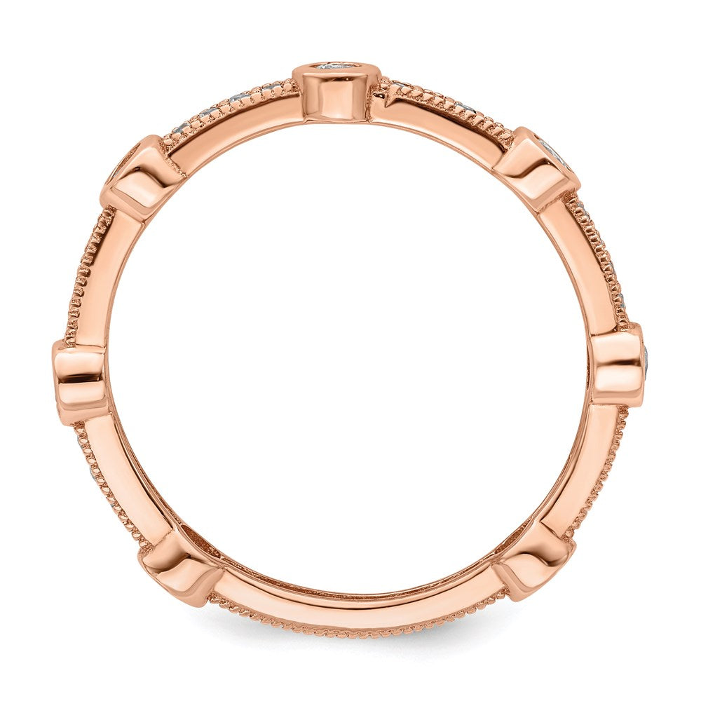 Brilliant Embers Sterling Silver Rose Gold-plated 33 Stone Micro Pav CZ Ring