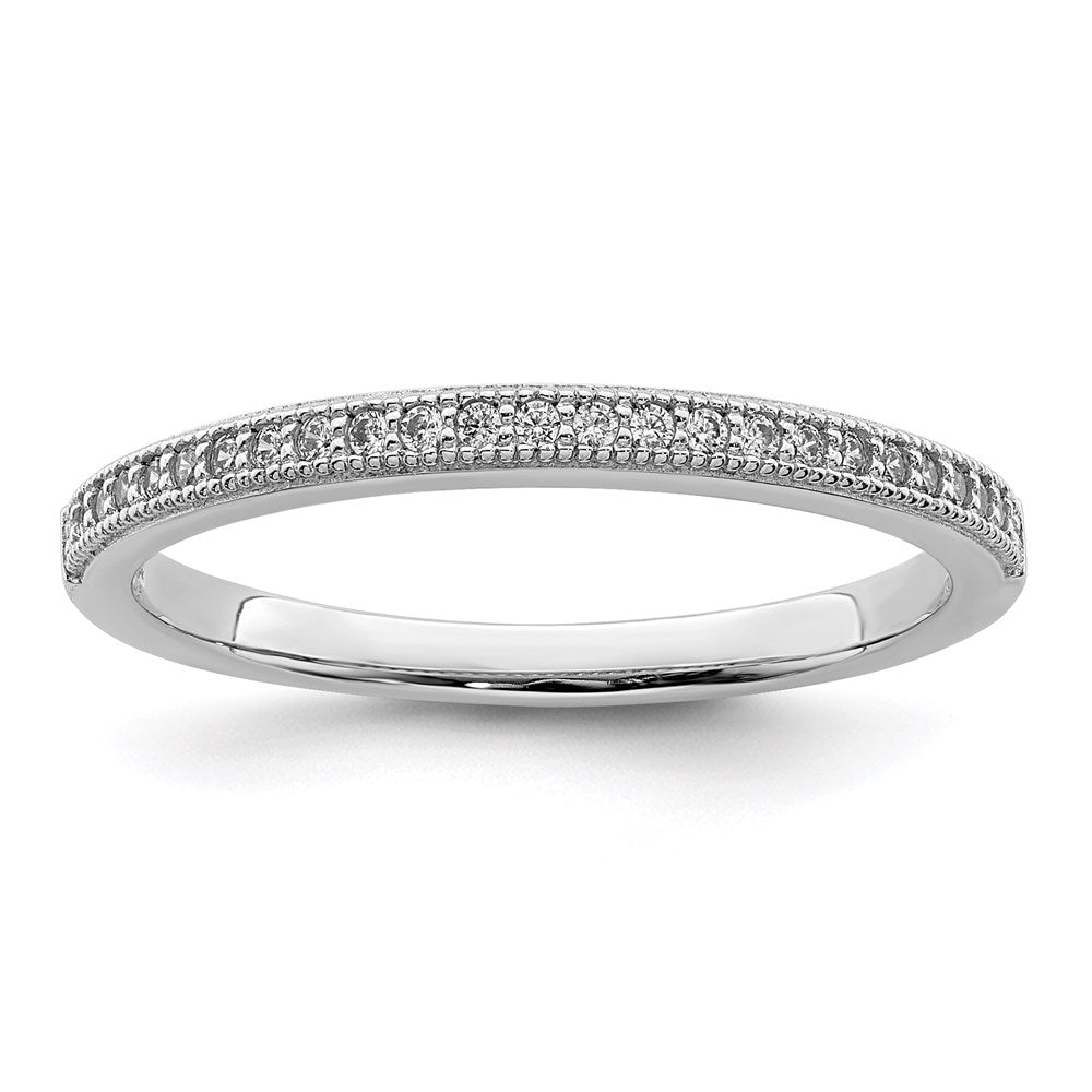 Brilliant Embers Sterling Silver Rhodium-plated 25 Stone Micro Pav CZ Polished Ring