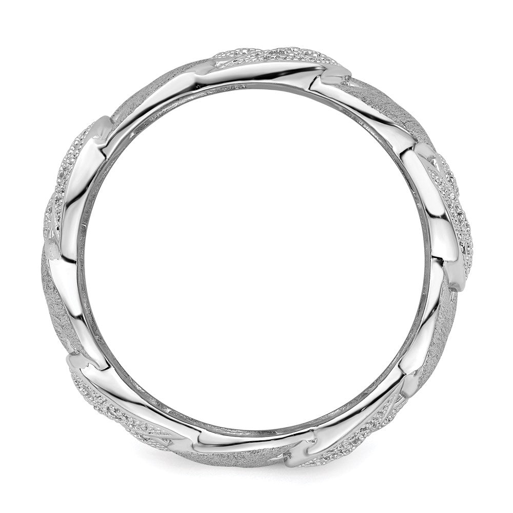 Brilliant Embers Sterling Silver Rhodium-plated 110 Stone Micro Pav√á CZ Brushed and Polished Ring