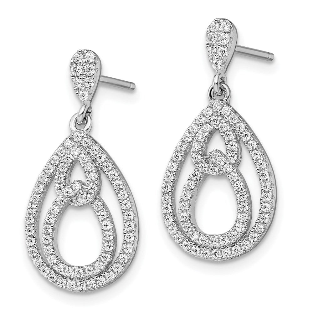 Brilliant Embers Sterling Silver Rhodium-plated 148 Stone Micro Pav¬Ç CZ Dangle Post Earrings