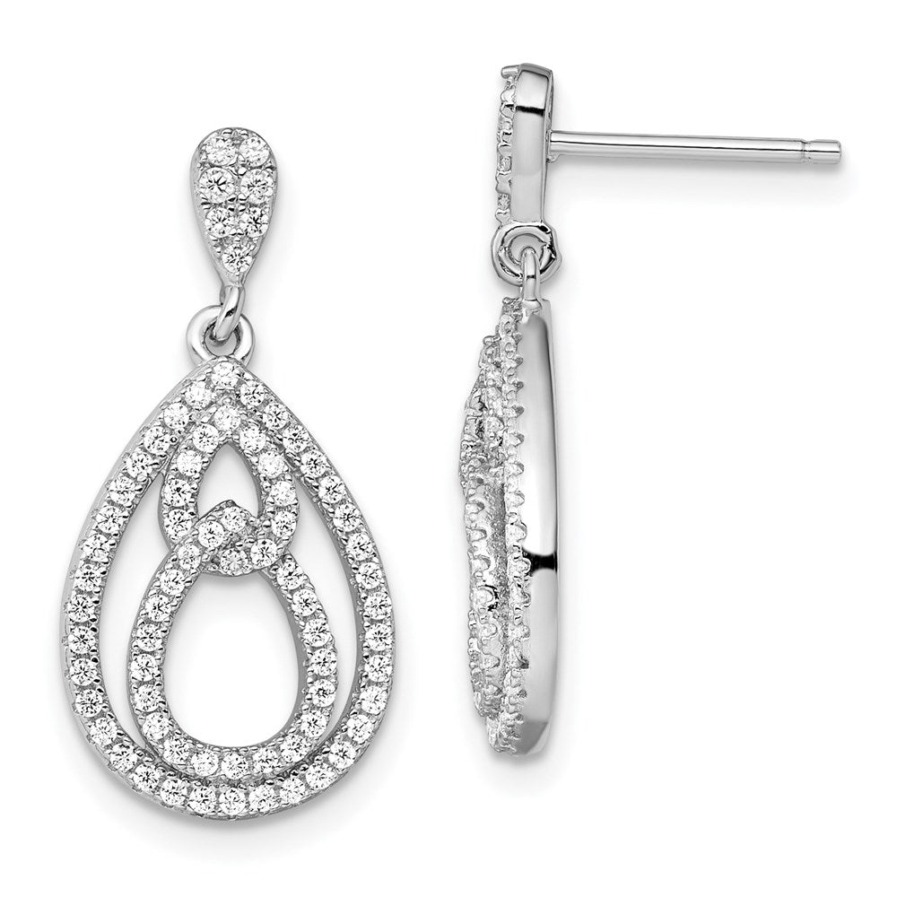 Brilliant Embers Sterling Silver Rhodium-plated 148 Stone Micro Pav¬Ç CZ Dangle Post Earrings