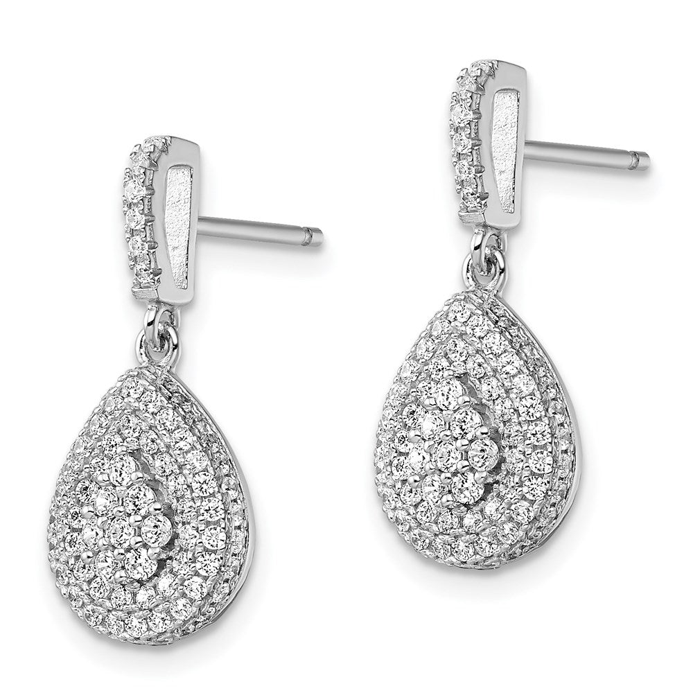 Brilliant Embers Sterling Silver Rhodium-plated 164 Stone Micro PavÂ CZ Teardrop Dangle Post Earrings