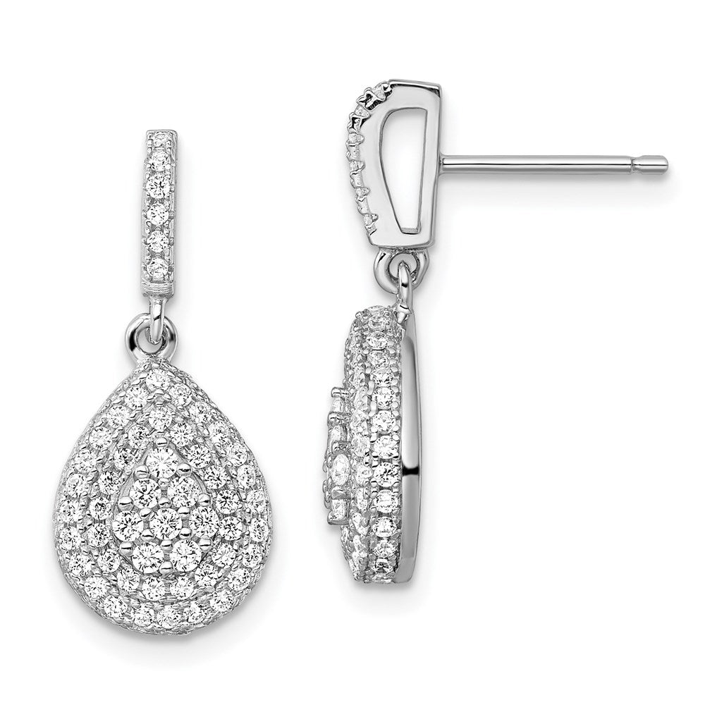 Brilliant Embers Sterling Silver Rhodium-plated 164 Stone Micro PavÂ CZ Teardrop Dangle Post Earrings