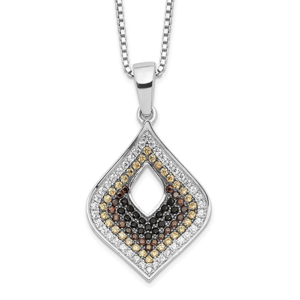 Brilliant Embers Sterling Silver Rhodium-plated 109 Stone Micro PavÇ Black and White CZ Necklace with 2 Inch Extender