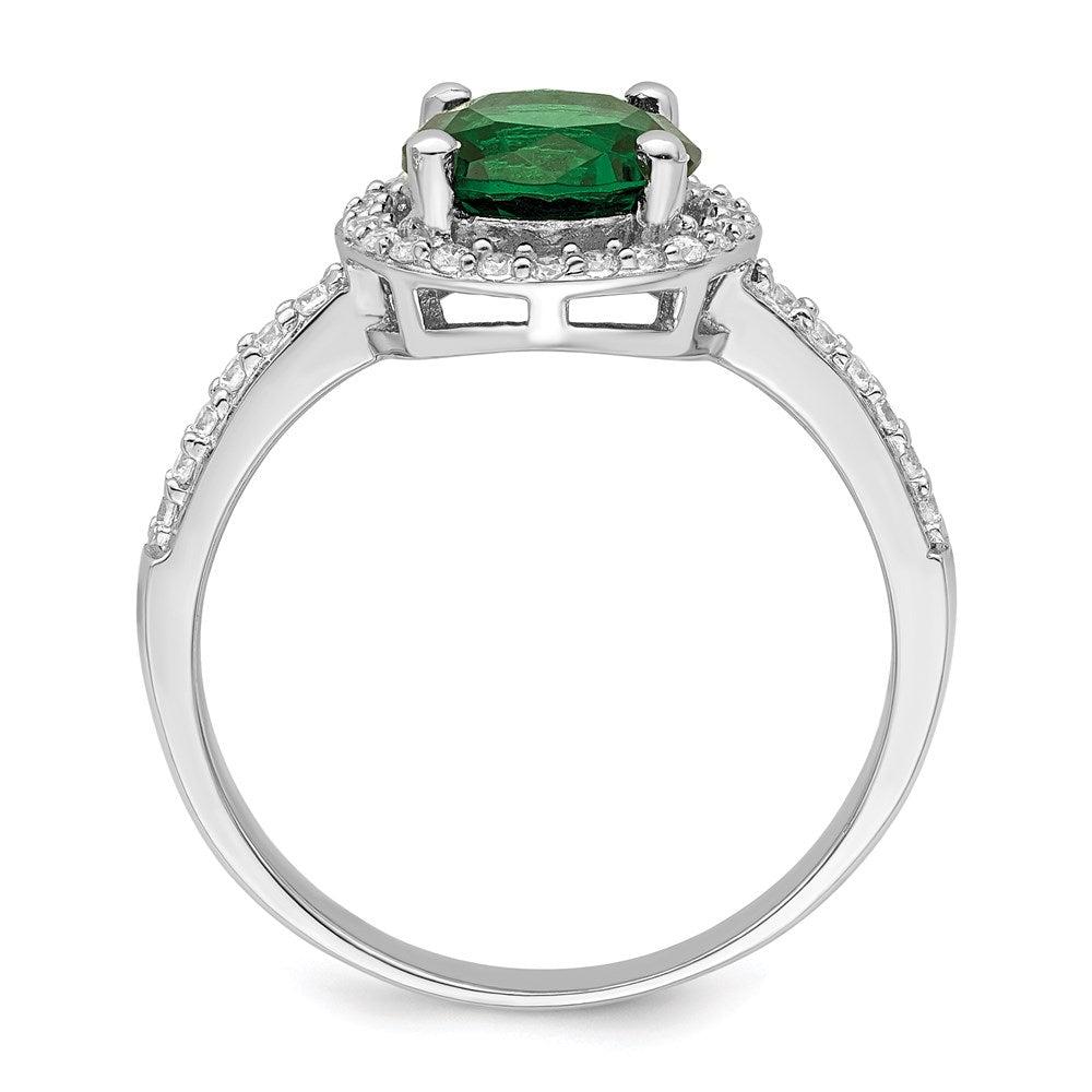 Brilliant Embers Sterling Silver Rhodium-plated 35 Stone White and Green Micro Pav√á CZ Ring