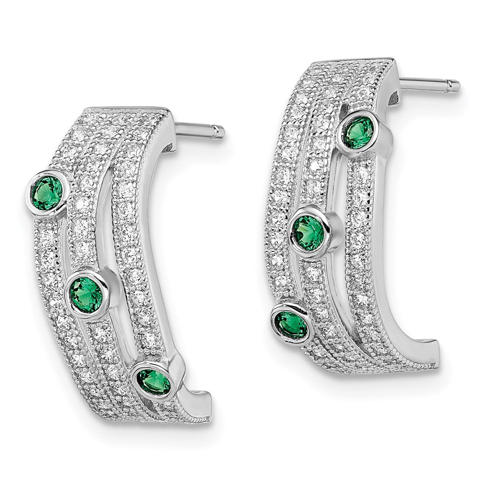 Brilliant Embers Sterling Silver Rhodium-plated 104 Stone Micro PavÇ White and Green CZ Post Earrings