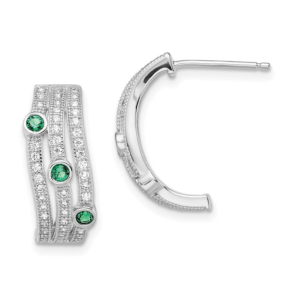Brilliant Embers Sterling Silver Rhodium-plated 104 Stone Micro PavÇ White and Green CZ Post Earrings