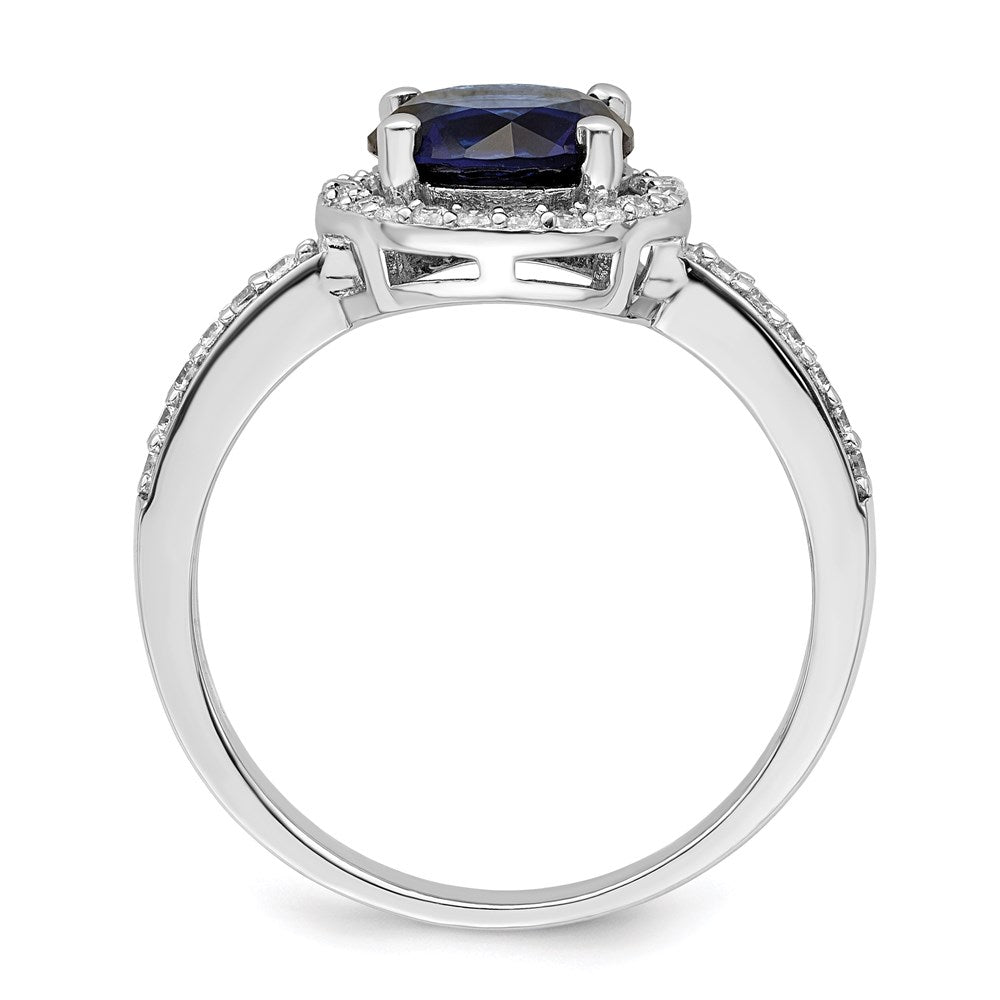Brilliant Embers Sterling Silver Rhodium-plated 35 Stone White and Blue Micro Pav√á CZ Ring