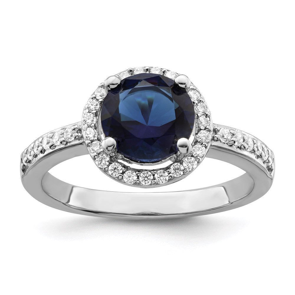 Brilliant Embers Sterling Silver Rhodium-plated 35 Stone White and Blue Micro Pav√á CZ Ring