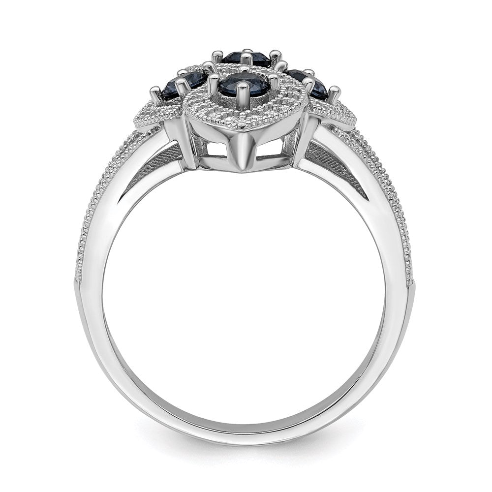 Brilliant Embers Sterling Silver Rhodium-plated 84 Stone Blue and White Micro Pav√á CZ Ring