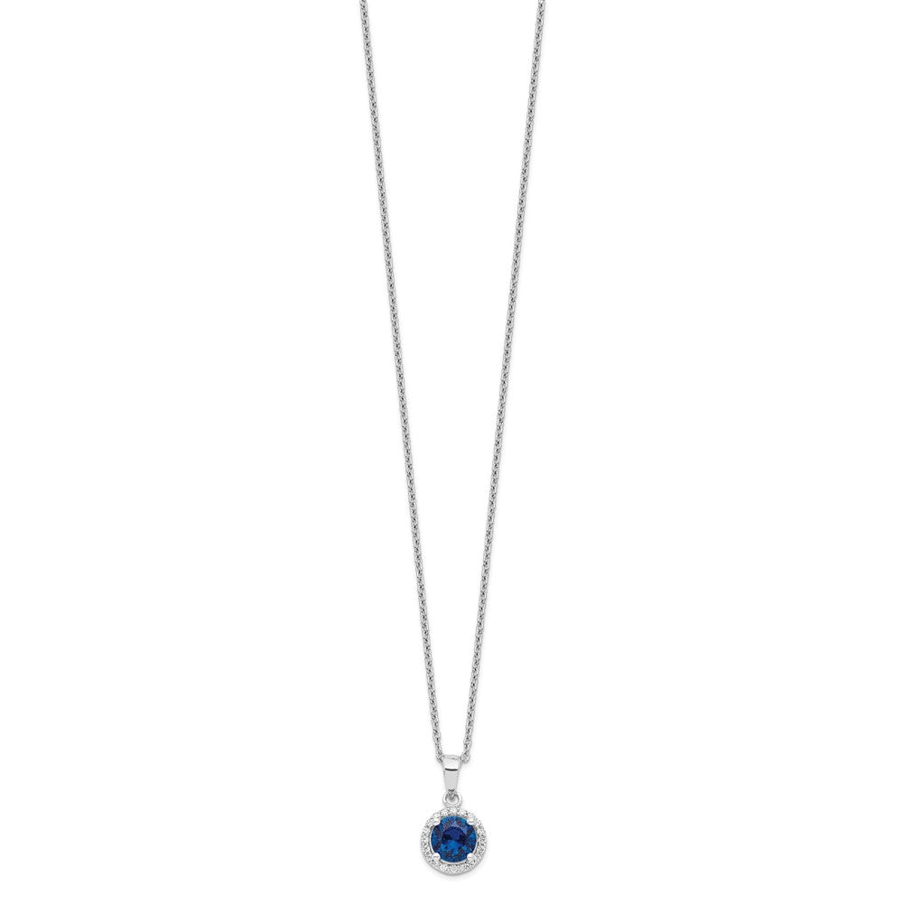 Brilliant Embers Sterling Silver Rhodium-plated 20 Stone White and Blue Micro Pav√á CZ Necklace with 2 Inch Extender