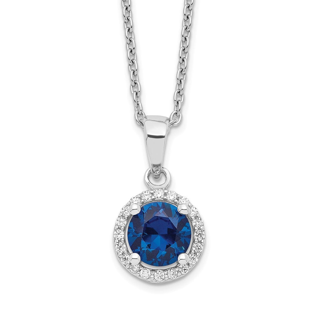 Brilliant Embers Sterling Silver Rhodium-plated 20 Stone White and Blue Micro PavÂ CZ Necklace with 2 Inch Extender