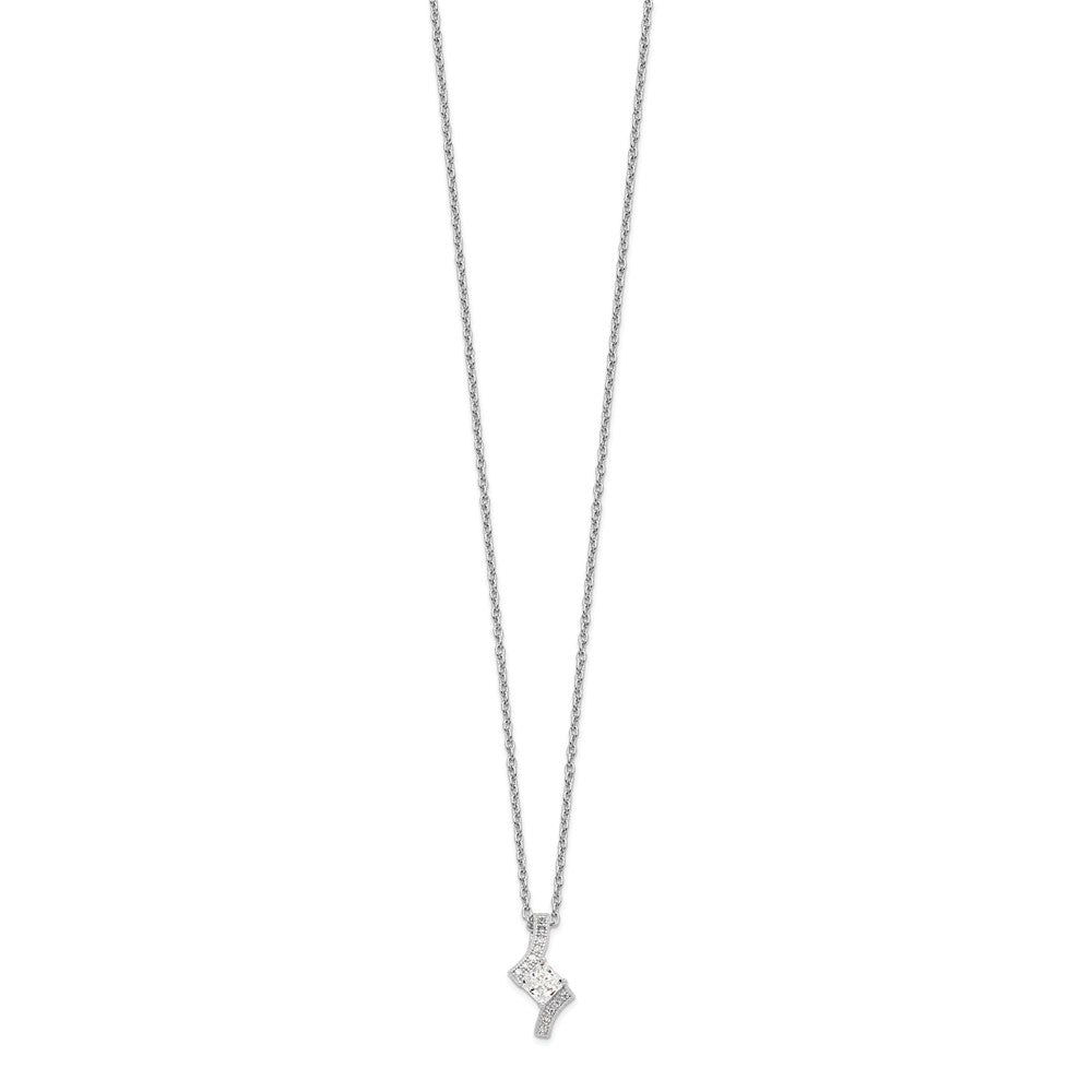 Brilliant Embers Sterling Silver Rhodium-plated 13 Stone Micro Pav CZ Necklace with 2 Inch Extender
