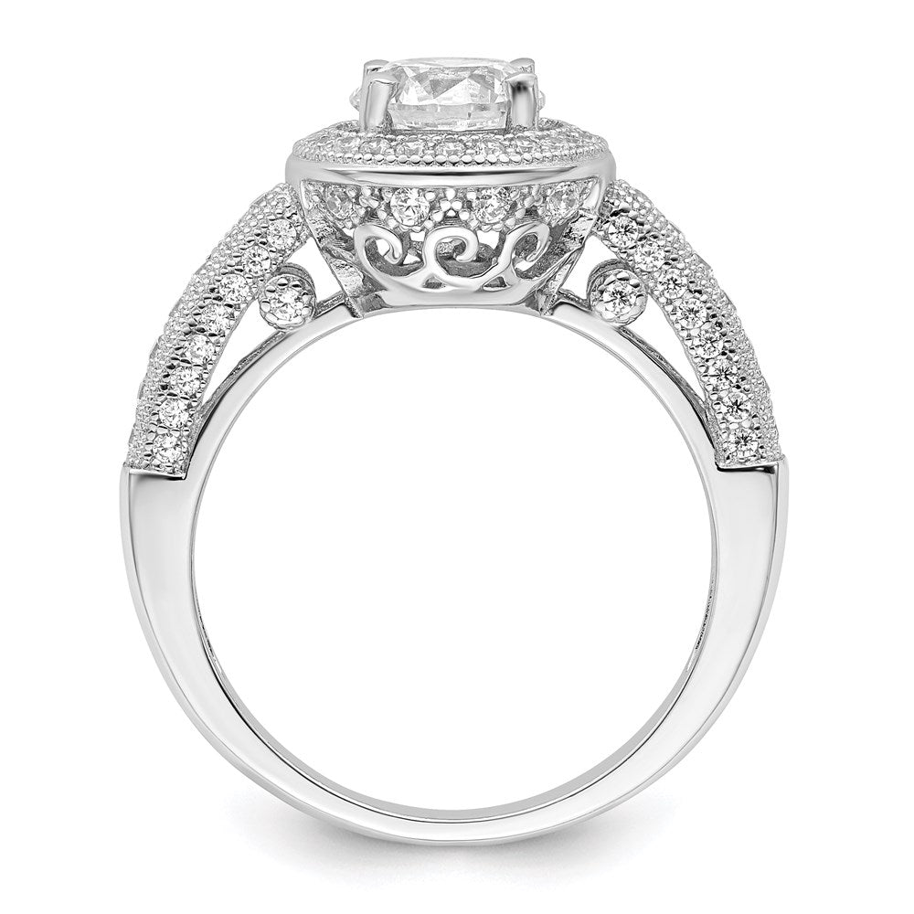 Brilliant Embers Sterling Silver Rhodium-plated 81 Stone Halo Micro Pav√á CZ Ring