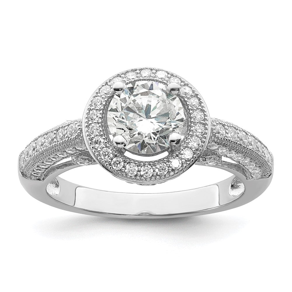 Brilliant Embers Sterling Silver Rhodium-plated 81 Stone Halo Micro Pav√á CZ Ring