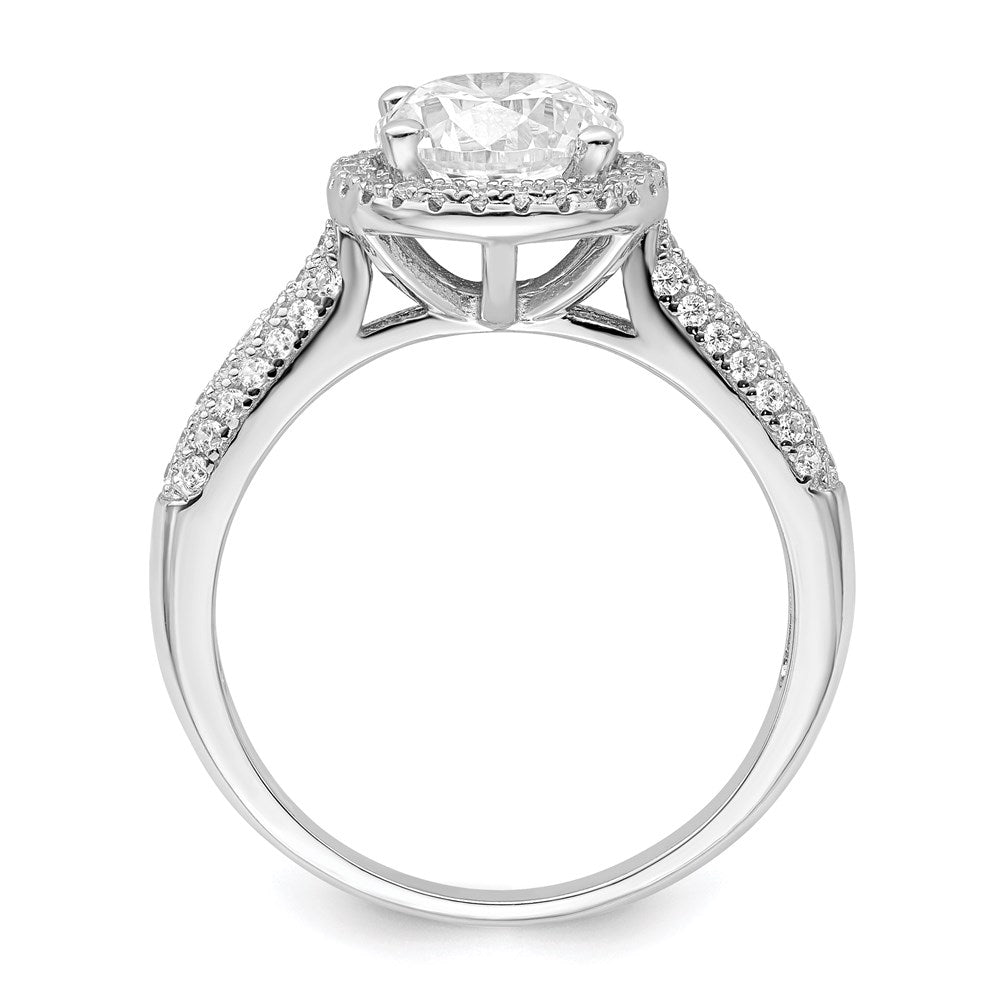 Brilliant Embers Sterling Silver Rhodium-plated 69 Stone Halo Micro Pav√á CZ Ring