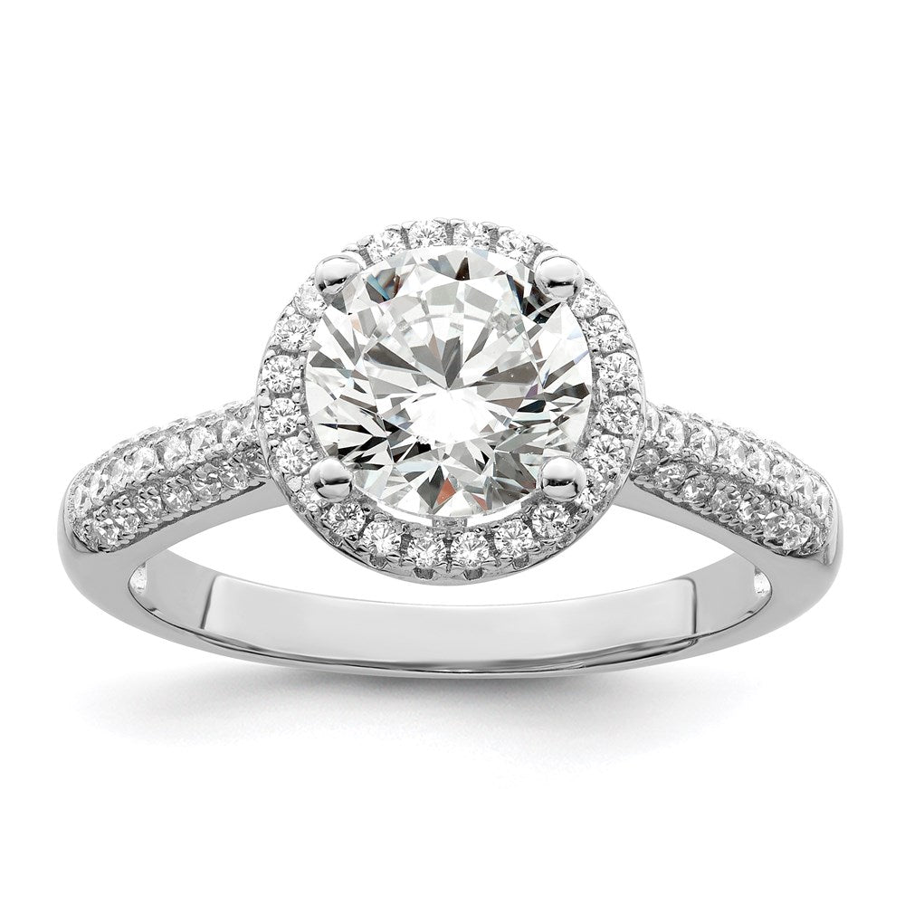 Brilliant Embers Sterling Silver Rhodium-plated 69 Stone Halo Micro Pav√á CZ Ring