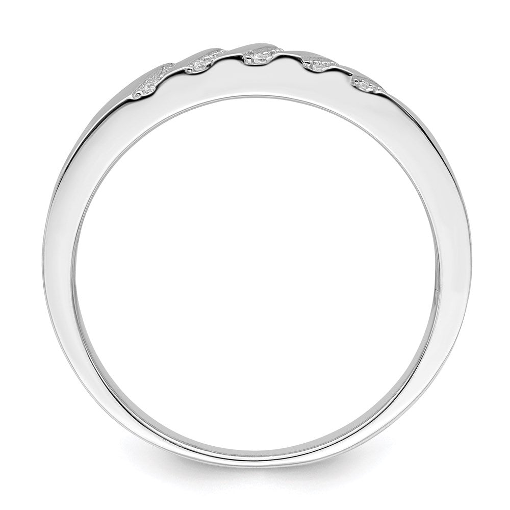 Brilliant Embers Sterling Silver Rhodium-plated 20 Stone Micro Pav CZ Men's Ring