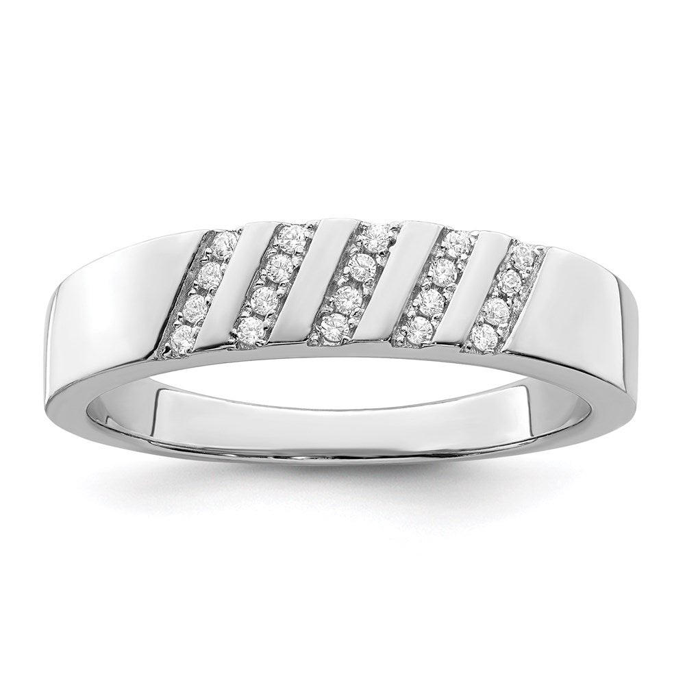 Brilliant Embers Sterling Silver Rhodium-plated 20 Stone Micro Pav CZ Men's Ring