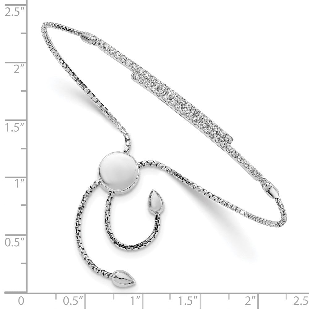 Brilliant Embers Sterling Silver Rhodium-plated 46 Stone Micro Pav¬Ç CZ Adjustable Bracelet
