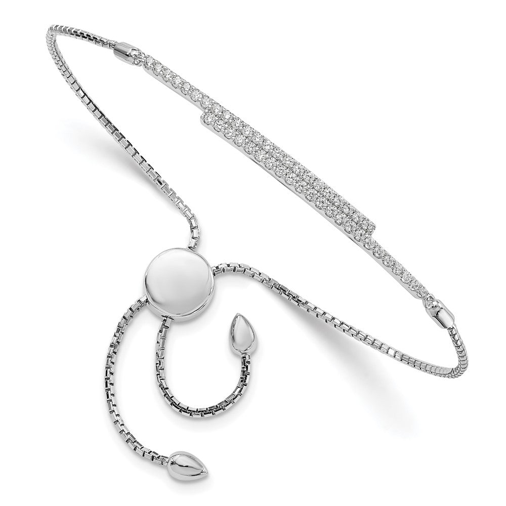 Brilliant Embers Sterling Silver Rhodium-plated 46 Stone Micro Pav¬Ç CZ Adjustable Bracelet