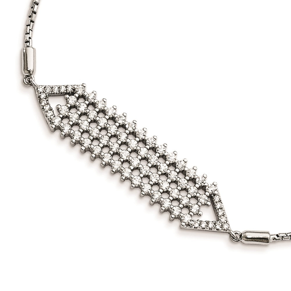 Brilliant Embers Sterling Silver Rhodium-plated 74 Stone Micro PavÇ CZ Adjustable Bracelet
