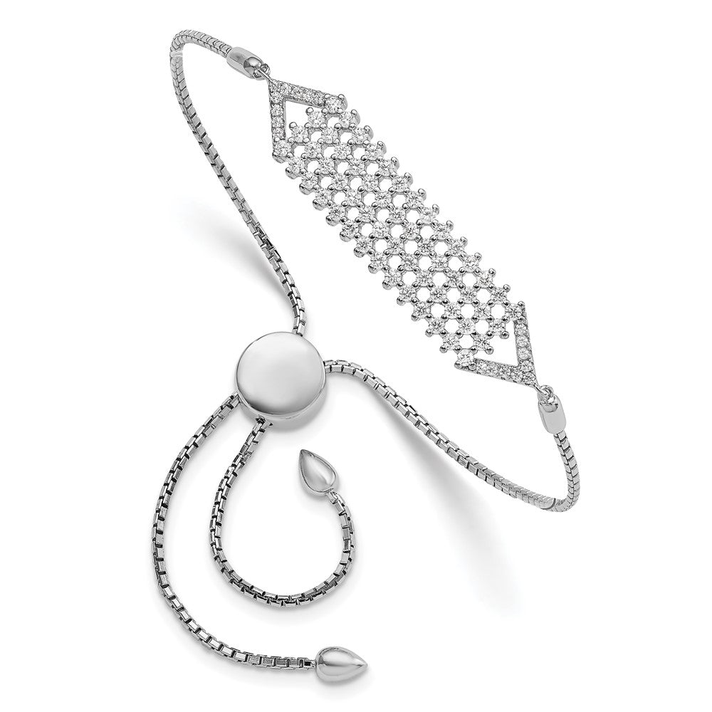 Brilliant Embers Sterling Silver Rhodium-plated 74 Stone Micro Pav CZ Adjustable Bracelet