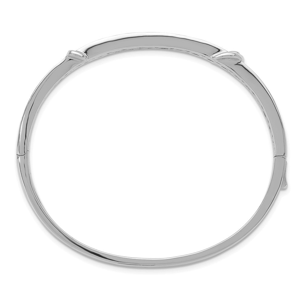 Brilliant Embers Sterling Silver Rhodium-plated 202 Stone Micro PavÂ CZ Buckle Hinged Bangle
