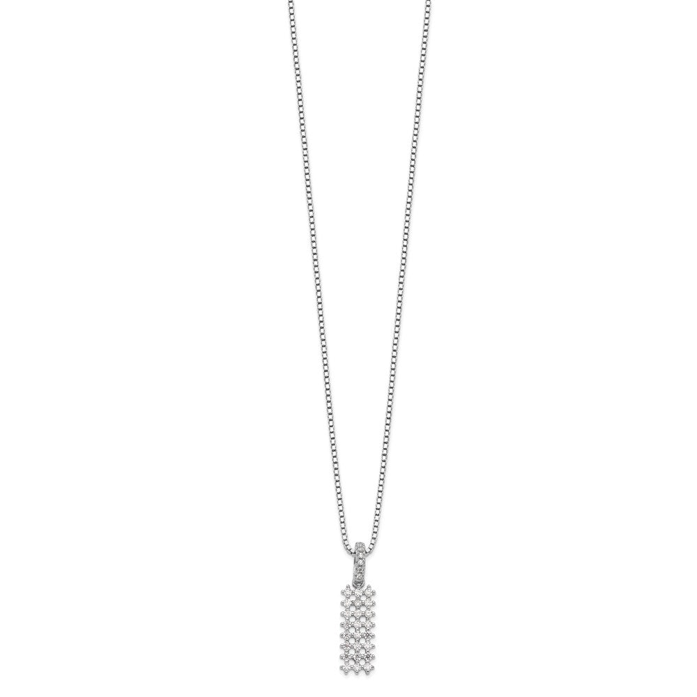 Brilliant Embers Sterling Silver Rhodium-plated 31 Stone Micro PavÂ CZ Necklace with 2 Inch Extender