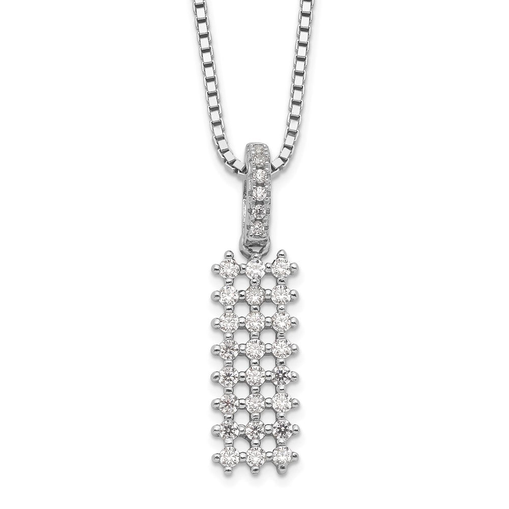 Brilliant Embers Sterling Silver Rhodium-plated 31 Stone Micro PavÂ CZ Necklace with 2 Inch Extender