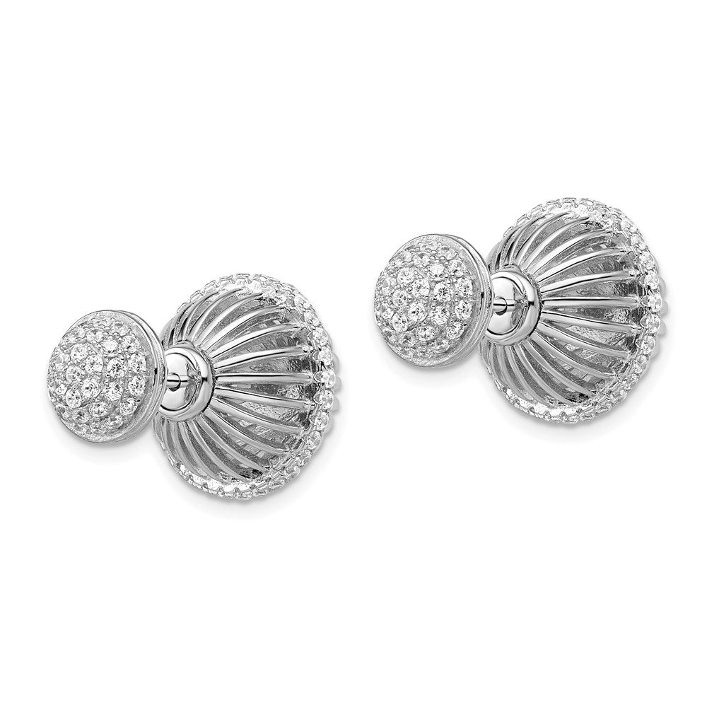 Brilliant Embers Sterling Silver Rhodium-plated 130 Stone Front Back Micro Pav CZ Earrings