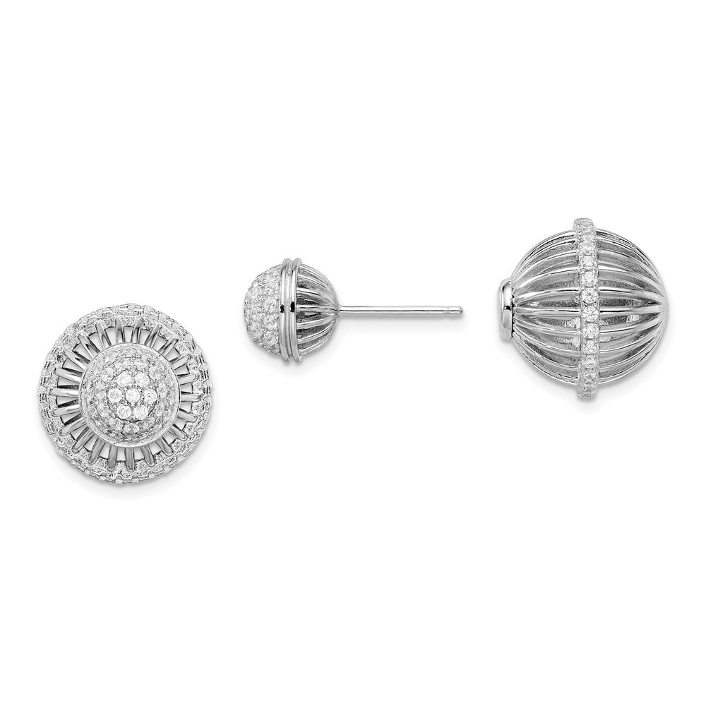 Brilliant Embers Sterling Silver Rhodium-plated 130 Stone Front Back Micro Pav CZ Earrings