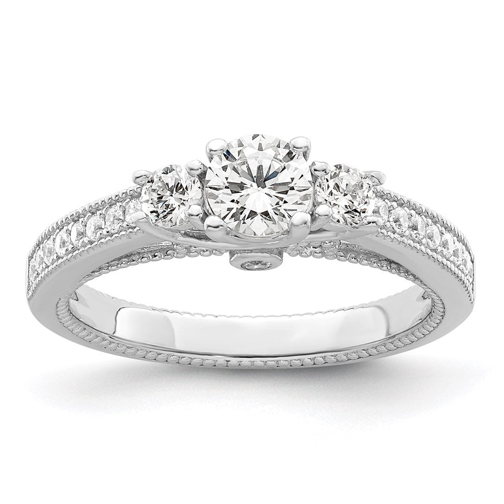 Brilliant Embers Sterling Silver Rhodium-plated 21 Stone Micro Pav¬Ç CZ Ring