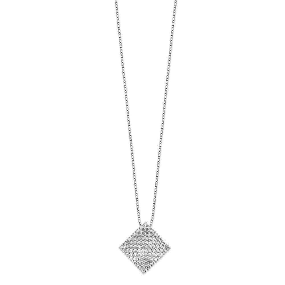 Brilliant Embers Sterling Silver Rhodium-plated 85 Stone Micro PavÂ CZ Necklace with 2 Inch Extender