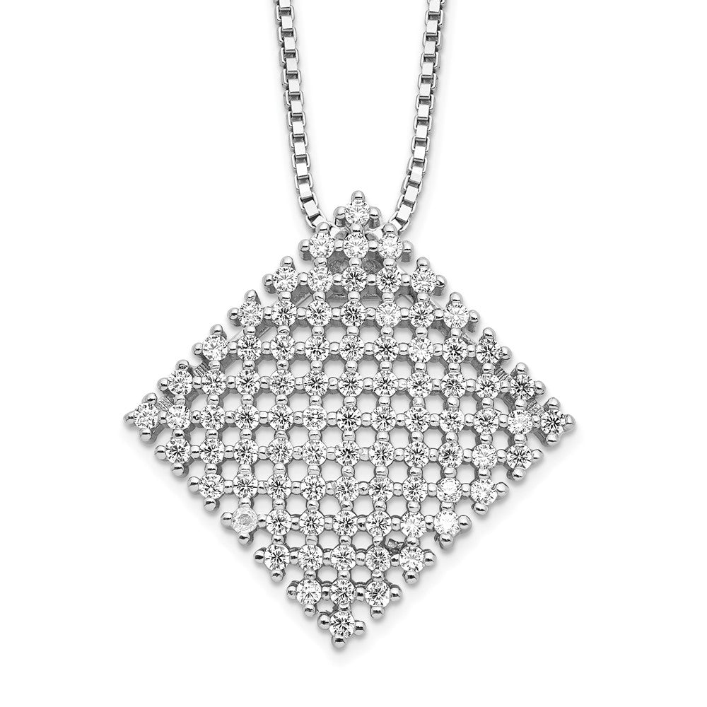 Brilliant Embers Sterling Silver Rhodium-plated 85 Stone Micro PavÂ CZ Necklace with 2 Inch Extender