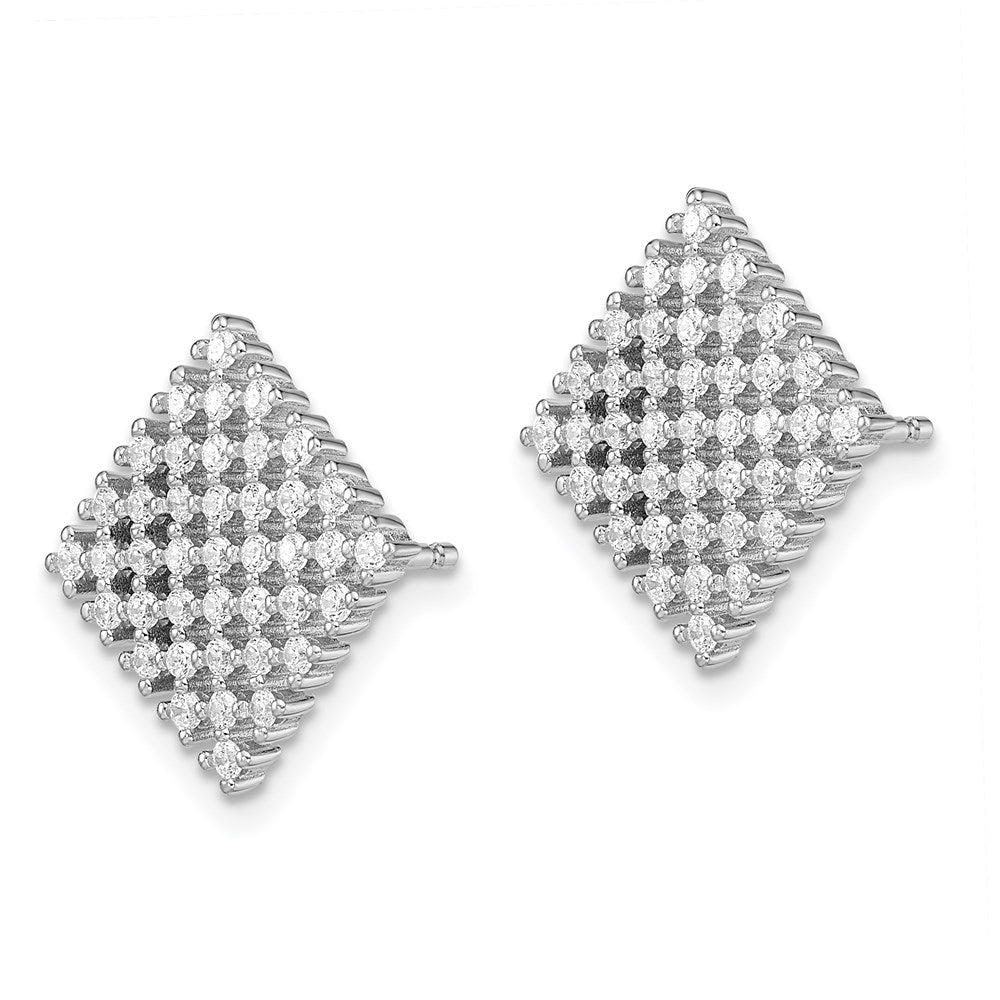 Brilliant Embers Sterling Silver Rhodium-plated 82 Stone Micro Pav CZ Post Earrings