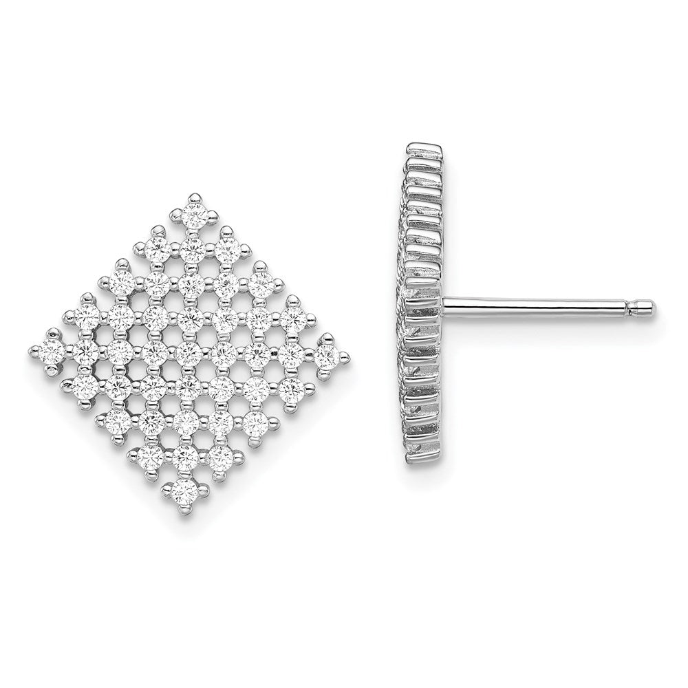 Brilliant Embers Sterling Silver Rhodium-plated 82 Stone Micro Pav CZ Post Earrings