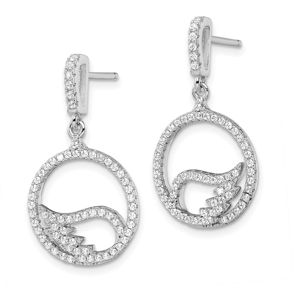 Brilliant Embers Sterling Silver Rhodium-plated 128 Stone Micro PavÂ CZ Wing Dangle Post Earrings