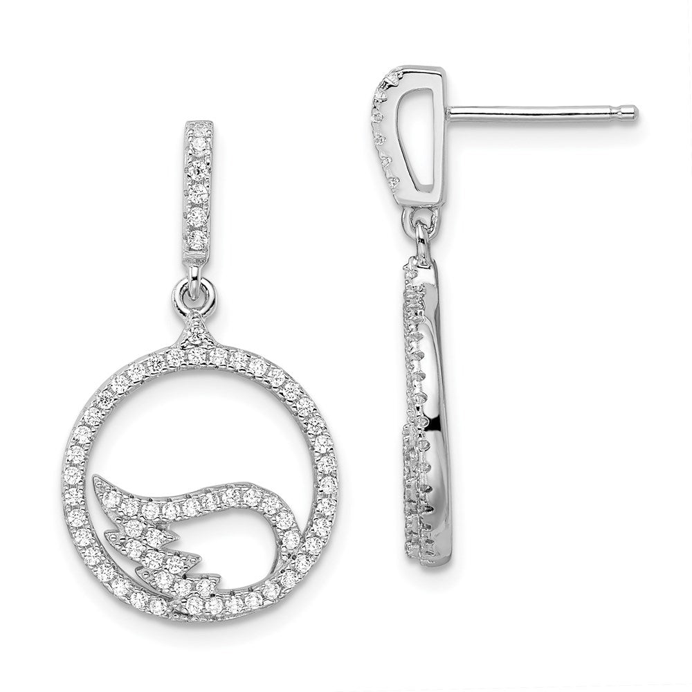 Brilliant Embers Sterling Silver Rhodium-plated 128 Stone Micro PavÂ CZ Wing Dangle Post Earrings