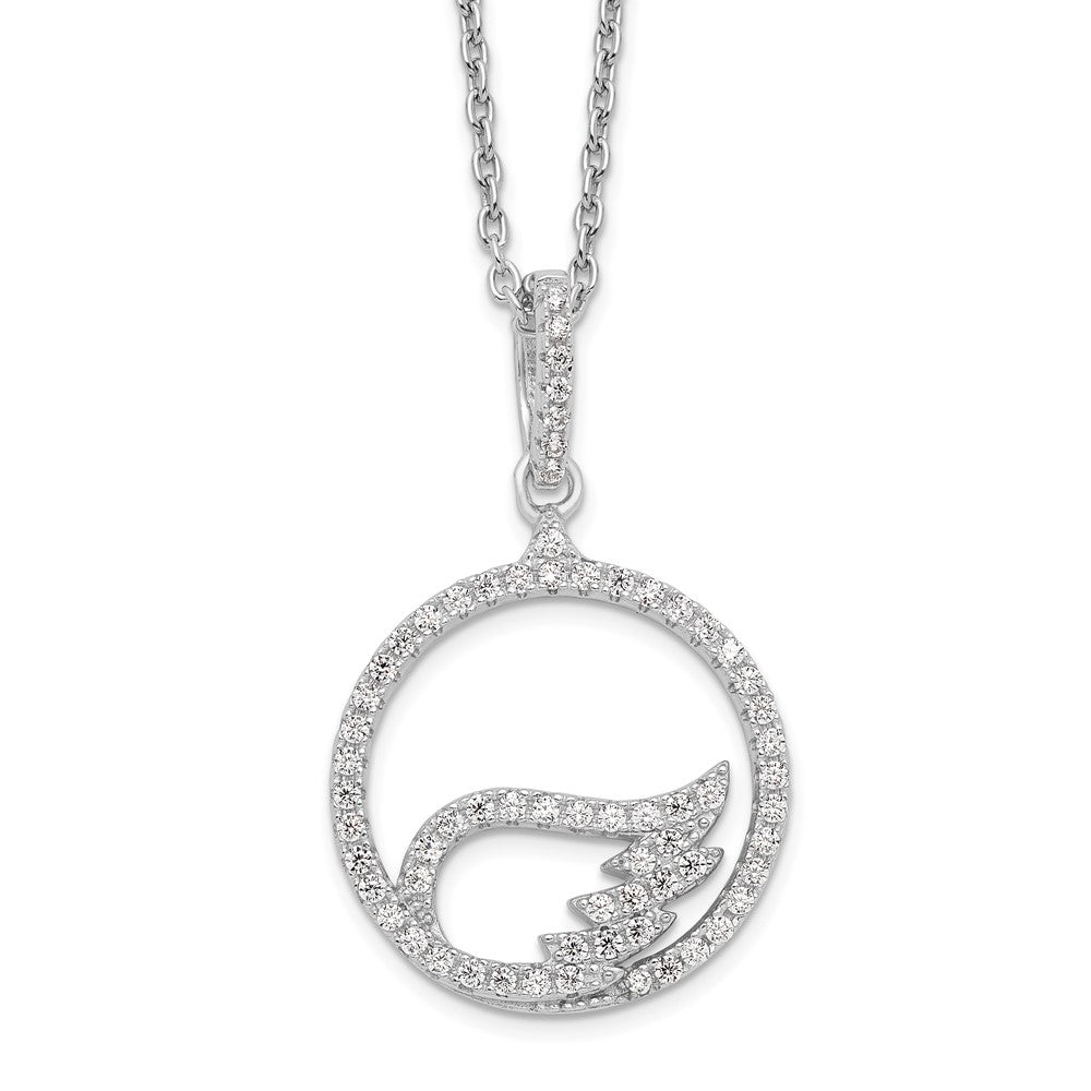Brilliant Embers Sterling Silver Rhodium-plated 67 Stone Micro Pav√á CZ Wing Necklace with 2 Inch Extender