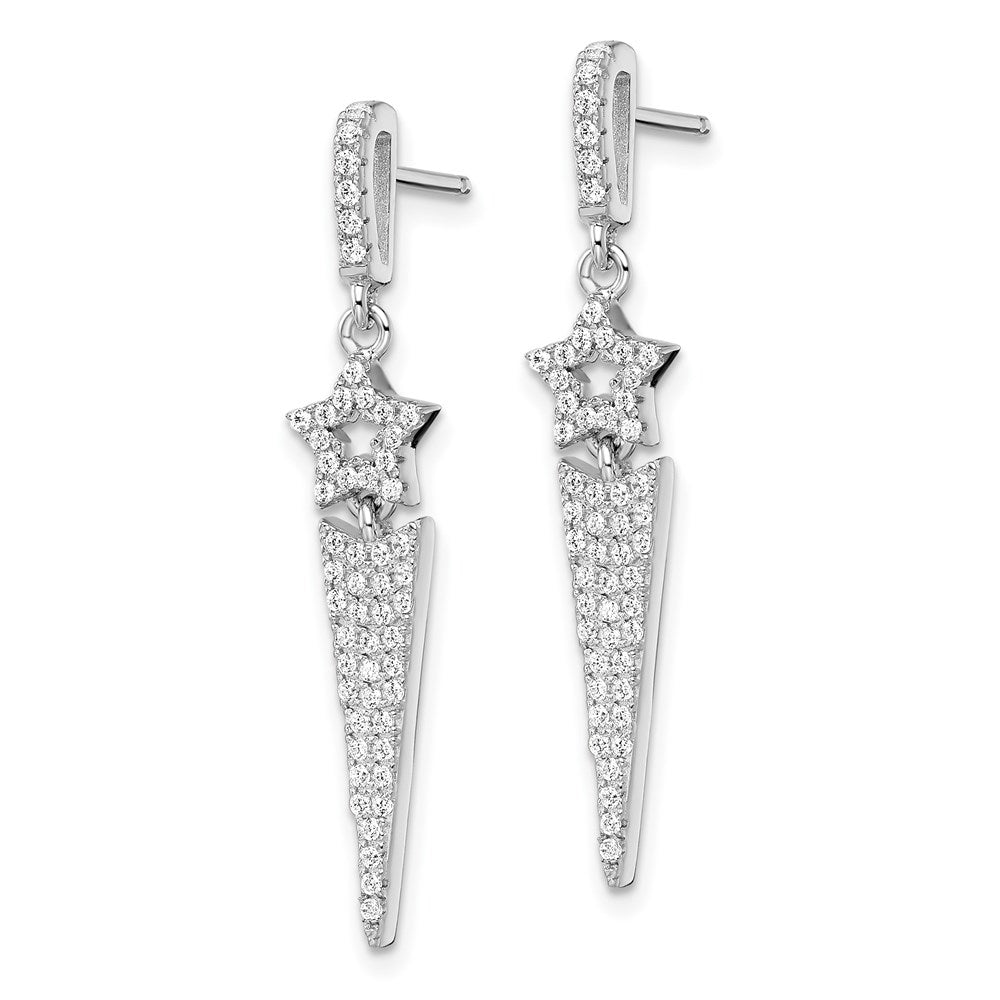 Brilliant Embers Sterling Silver Rhodium-plated 108 Stone Micro PavÂ CZ Star Dangle Post Earrings
