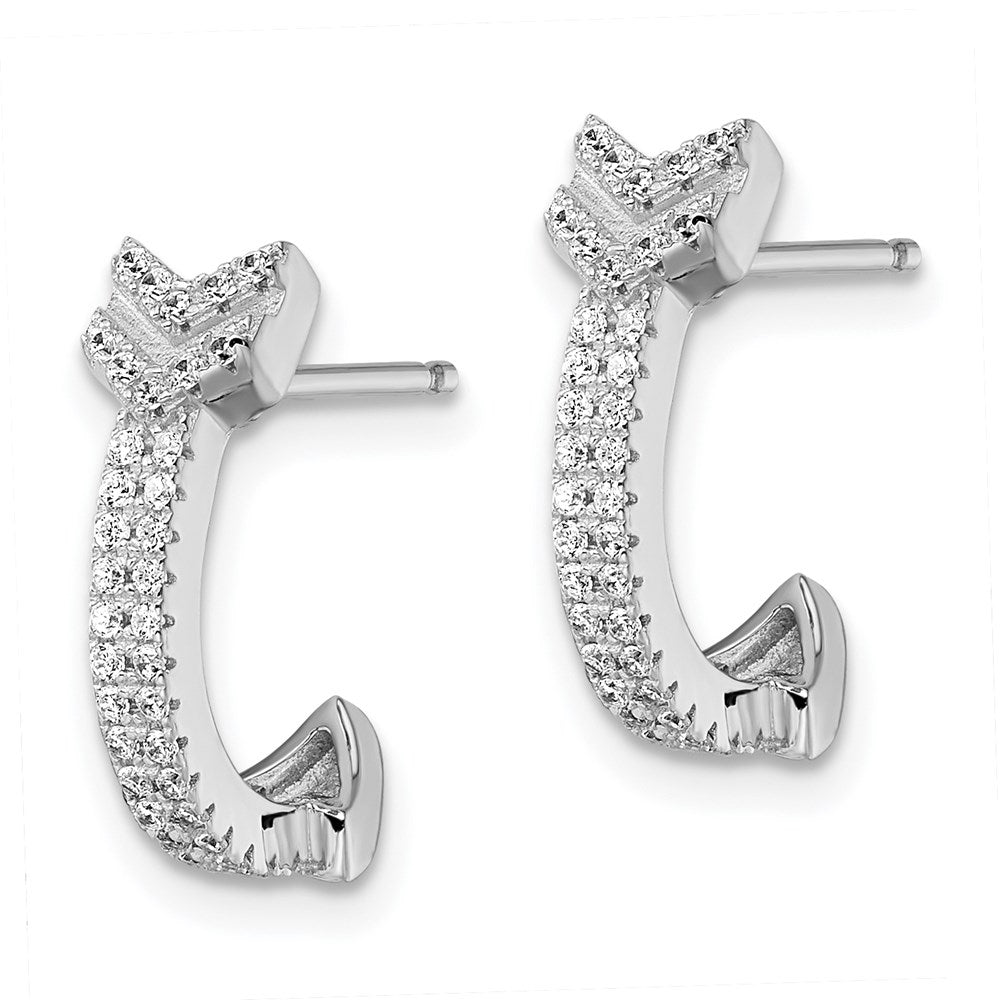 Brilliant Embers Sterling Silver Rhodium-plated 76 Stone Micro PavÂ CZ Arrow Earrings