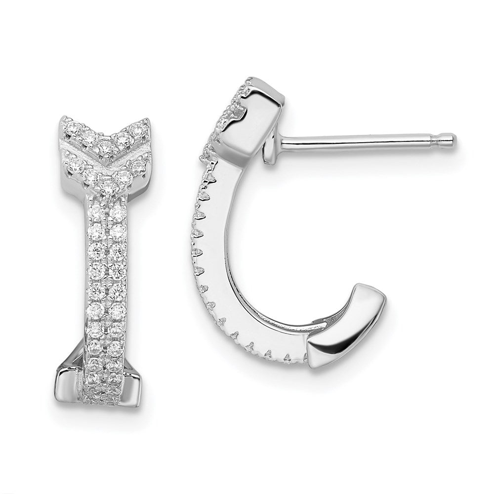 Brilliant Embers Sterling Silver Rhodium-plated 76 Stone Micro Pav¬Ç CZ Arrow Earrings