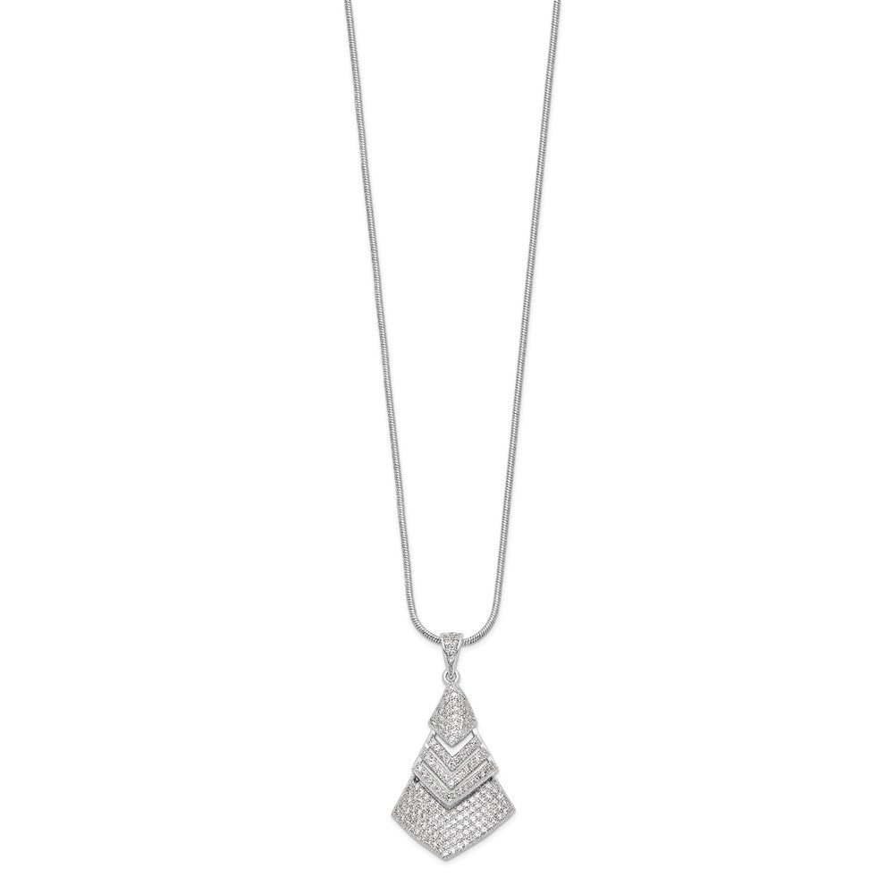 Brilliant Embers Sterling Silver Rhodium-plated 153 Stone Micro PavÂ CZ Necklace with 2 Inch Extender