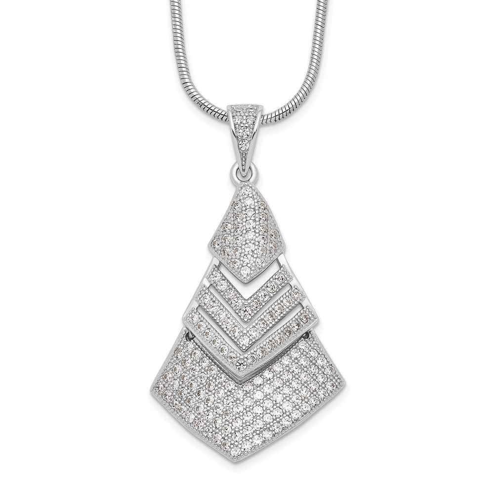 Brilliant Embers Sterling Silver Rhodium-plated 153 Stone Micro PavÂ CZ Necklace with 2 Inch Extender