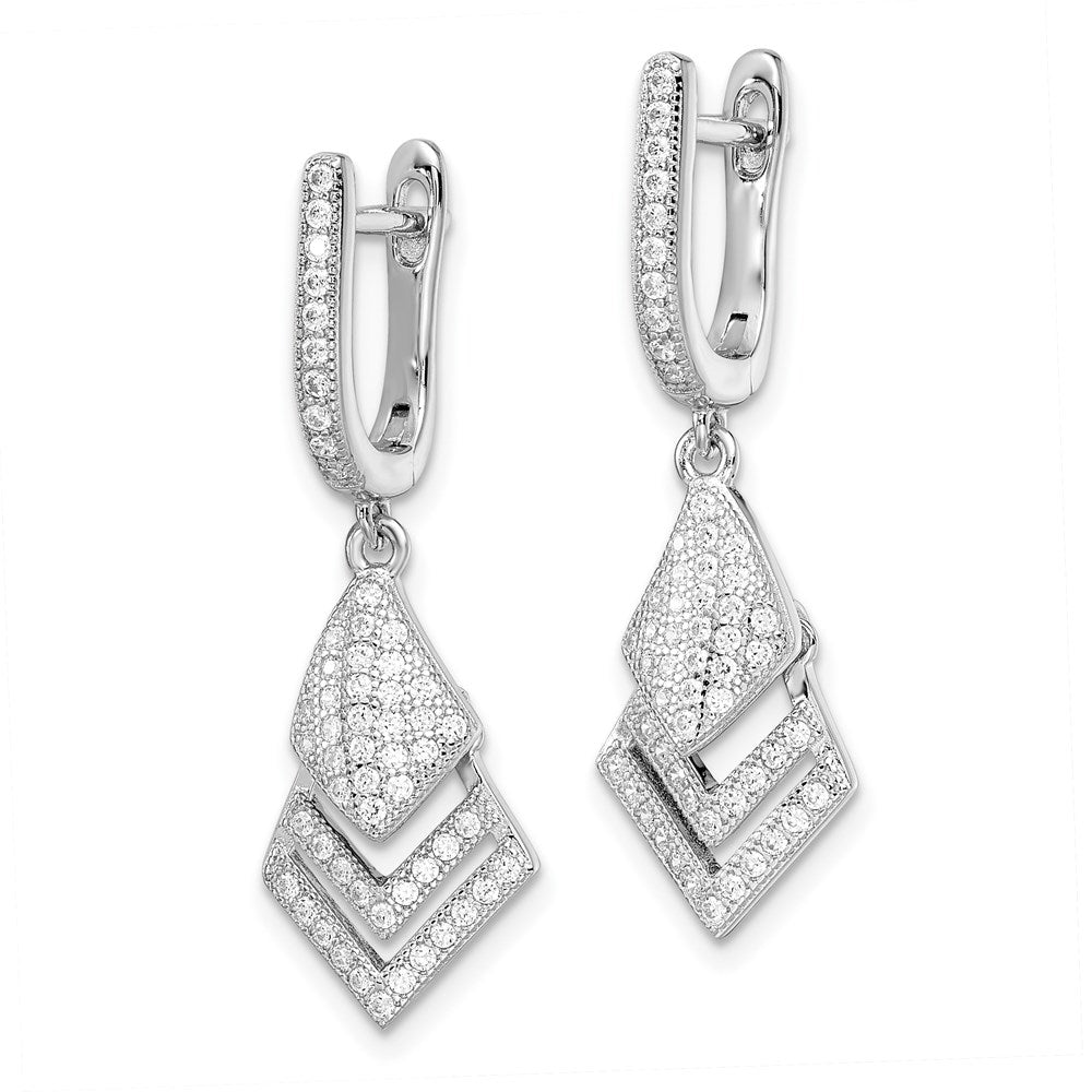 Brilliant Embers Sterling Silver Rhodium-plated 114 Stone Micro Pav¬Ç CZ Hinged Dangle Earrings