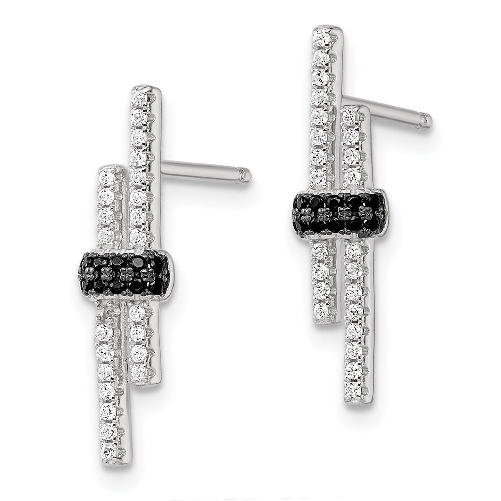 Brilliant Embers Sterling Silver Rhodium-plated 72 Stone Black Spinel and Micro PavÂ CZ Earrings