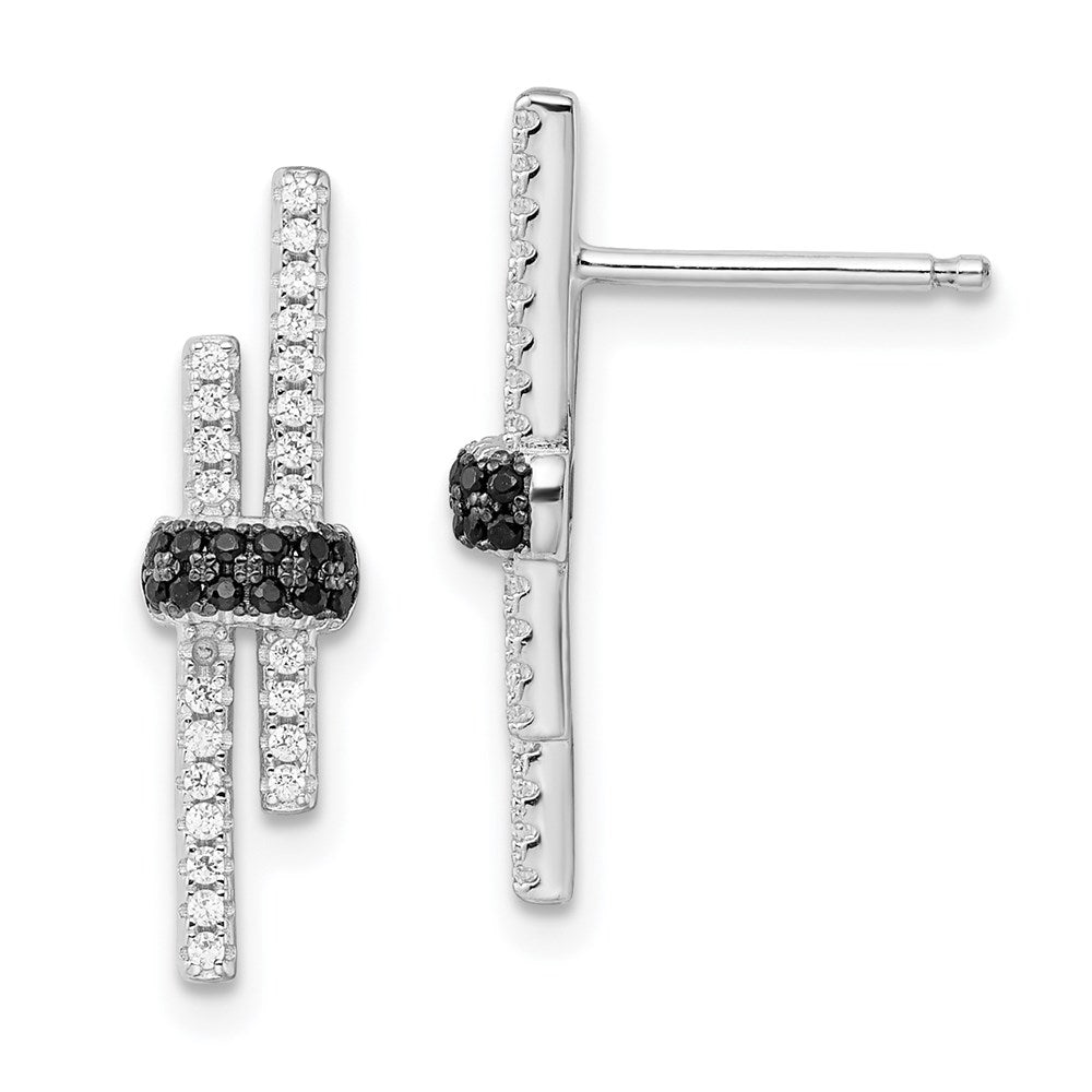 Brilliant Embers Sterling Silver Rhodium-plated 72 Stone Black Spinel and Micro PavÂ CZ Earrings