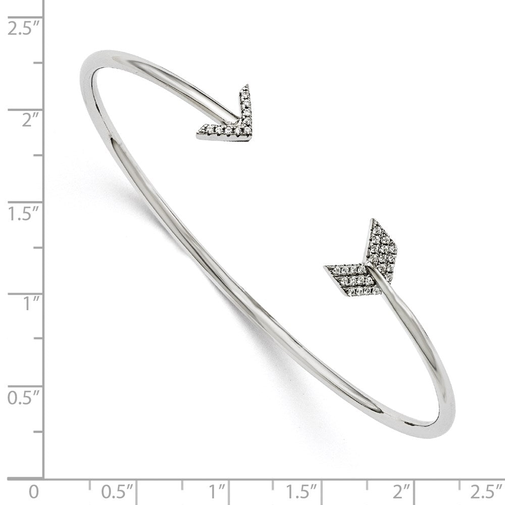 Brilliant Embers Sterling Silver Rhodium-plated 33 Stone Micro PavÂ CZ Arrow Bangle